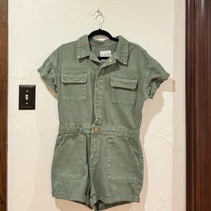 Denim Jumpsuit in Army Green